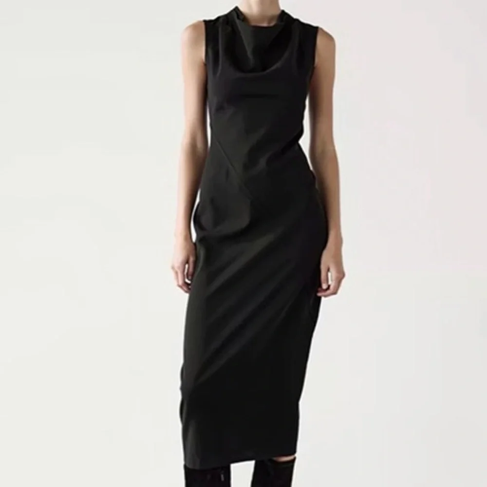 Archival Rick Owens F/W 15 "Sphinx" Mainline Draped Cowl Midi Dress - Picture 2 of 16